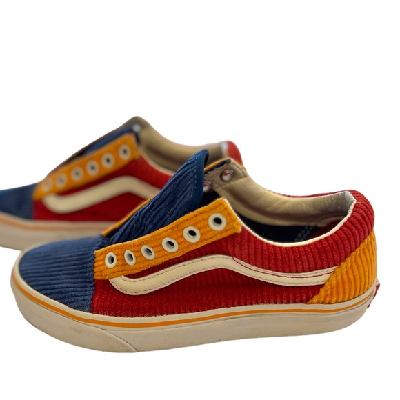 Vans Old Skool Skate Shoes Red Blue Yellow Corduroy Primary 5.5 Women’s 4 Men’s - Picture 3 of 12